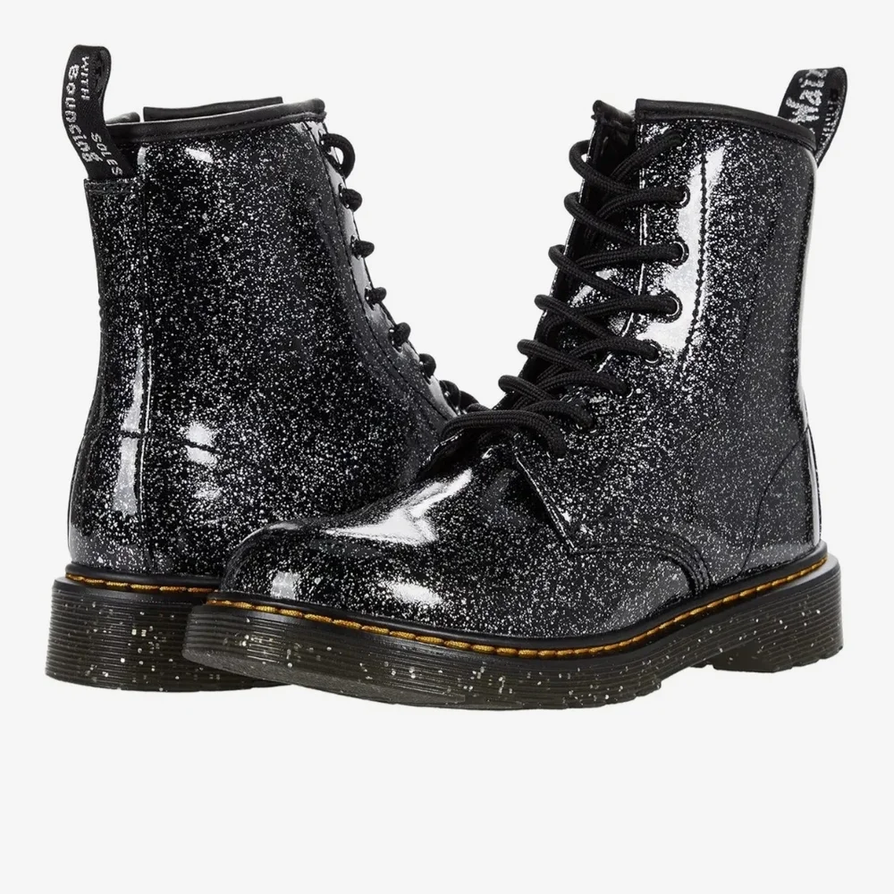 Dr. Martens 1460 Pascal Black Glitter Ankle Boots Girls Size 5 NWT Docs Juniors